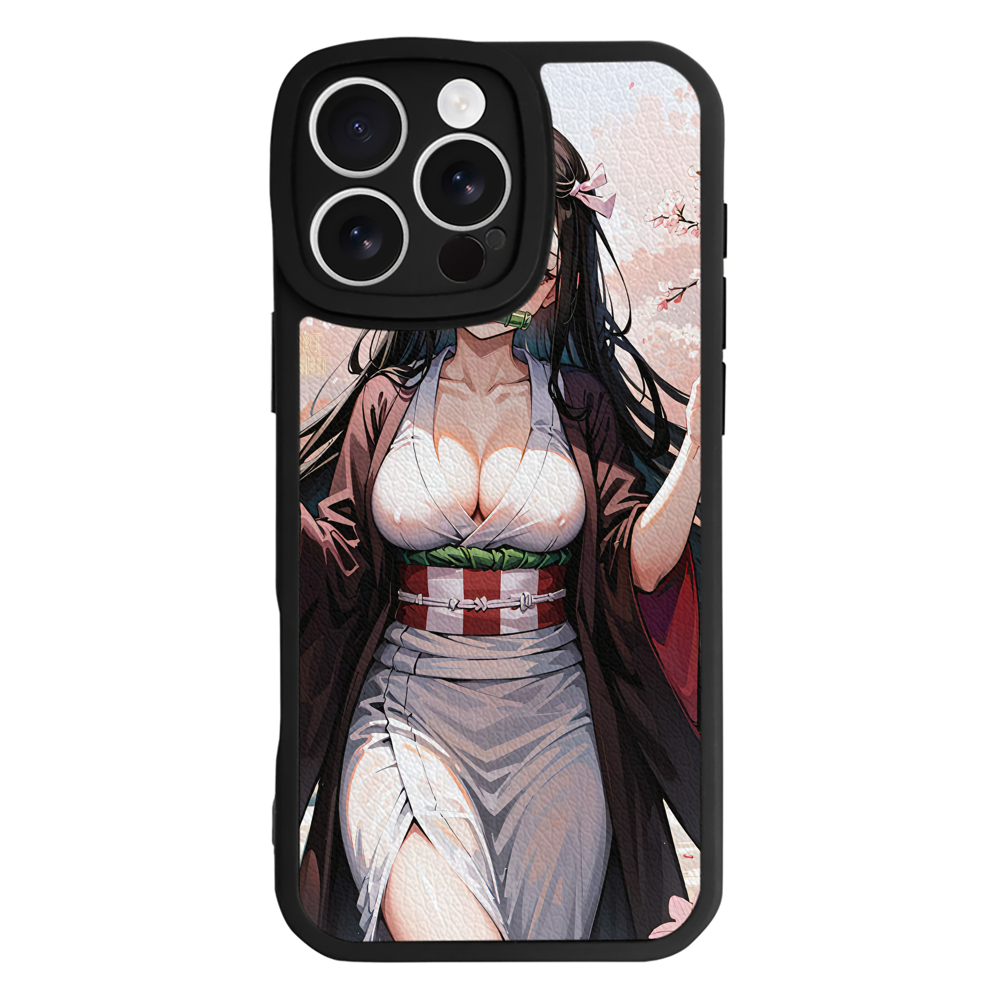 （画像用） 鬼滅の刃（きめつのやいば）竈門 禰󠄀豆子／かまど ねずこ Kamado Nezuko 【iPhone 16シリーズ対応】シリコンスマホケース（レザー調） 材質：シリコン